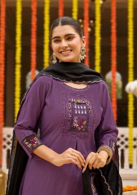 WOOGLEE Utsavi Viscose Weaving Handwork Thread Work 3- piece  with Dupatta kurti pant with dupatta Catalogs