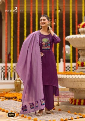 WOOGLEE Utsavi Viscose Weaving Handwork Thread Work 3- piece  with Dupatta kurti pant with dupatta Catalogs