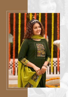 WOOGLEE Utsavi Viscose Weaving Handwork Thread Work 3- piece  with Dupatta kurti pant with dupatta Catalogs