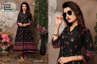 Walkway vol 1 by Blue hills Reyon printed gown with belt kurti catalogue at affordable rate kurtis catalogs
