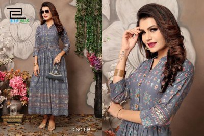 Walkway vol 1 by Blue hills Reyon printed gown with belt kurti catalogue at affordable rate kurtis catalogs