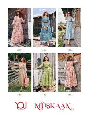 Wanna You by Muskaan Pure Mul cotton Kurti Gown With Fancy Leather Belt Catalogue kurtis catalogs