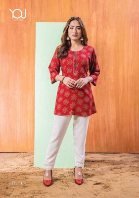 Wanna by you new launch Geet rayon printed tunic shot top collection  kurtis catalogs