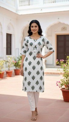 White Beauty Rayon Printed Kurti with Side Pocket And Dupatta Wholesale kurtis catalogs