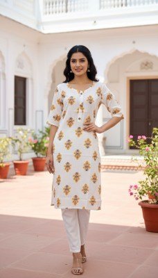 White Beauty Rayon Printed Kurti with Side Pocket And Dupatta Wholesale kurtis catalogs