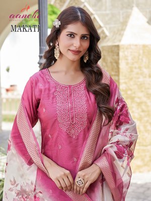  Wholesale Designer Aanchi Makati Vichitra Shimmer Kurti Pant with Fancy Digital Dupatta kurtis catalogs