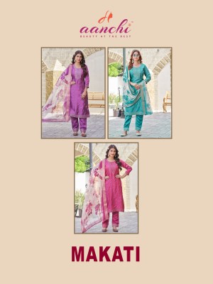  Wholesale Designer Aanchi Makati Vichitra Shimmer Kurti Pant with Fancy Digital Dupatta kurtis catalogs