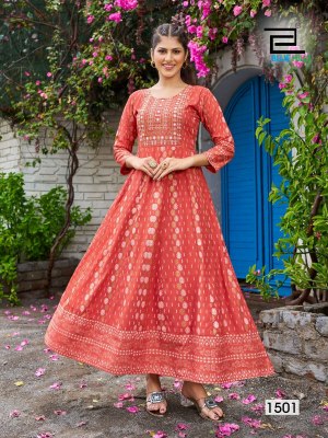 Womaniya vol 15 by blue hills reyon Anarkali embroidered gown kurti catalogue at affordable rate kurtis catalogs