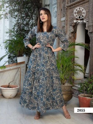 Womaya Vibrance Pure Cambric Cotton Long Gown Stylish Wholesale Kurti catalogue  kurtis catalogs