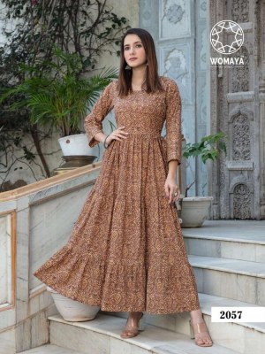 Womaya Vibrance Pure Cambric Cotton Long Gown Stylish Wholesale Kurti catalogue  kurtis catalogs