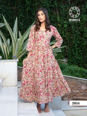 Womaya Vibrance Pure Cambric Cotton Long Gown Stylish Wholesale Kurti catalogue  kurtis catalogs