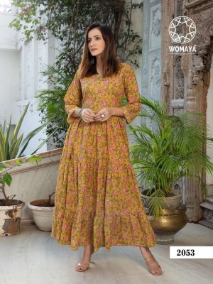 Womaya Vibrance Pure Cambric Cotton Long Gown Stylish Wholesale Kurti catalogue  kurtis catalogs