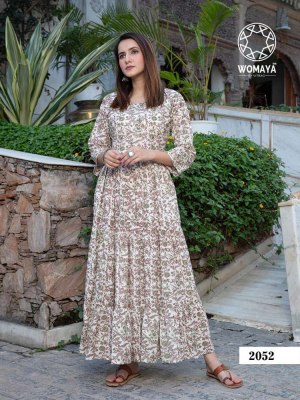 Womaya Vibrance Pure Cambric Cotton Long Gown Stylish Wholesale Kurti catalogue  kurtis catalogs