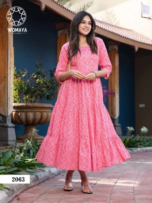 Womaya Vibrance Vol 2 Pure Cambric Cotton Full Flair Gown Kurti catalogue wholesaler  Amavi