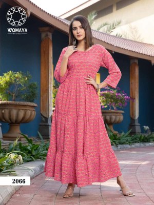 Womaya Vibrance Vol 2 Pure Cambric Cotton Full Flair Gown Kurti catalogue wholesaler  kurtis catalogs