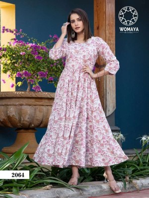 Womaya Vibrance Vol 2 Pure Cambric Cotton Full Flair Gown Kurti catalogue wholesaler  kurtis catalogs