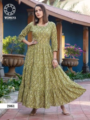 Womaya Vibrance Vol 2 Pure Cambric Cotton Full Flair Gown Kurti catalogue wholesaler  kurtis catalogs