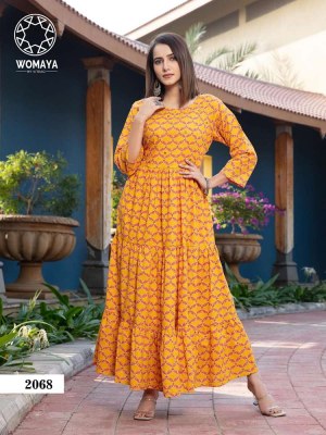 Womaya Vibrance Vol 2 Pure Cambric Cotton Full Flair Gown Kurti catalogue wholesaler  kurtis catalogs