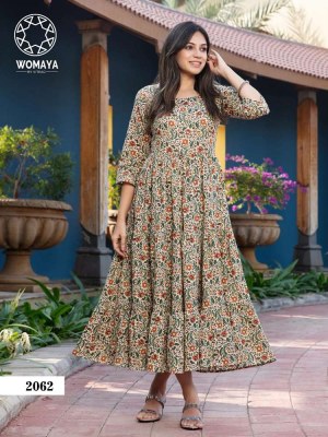 Womaya Vibrance Vol 2 Pure Cambric Cotton Full Flair Gown Kurti catalogue wholesaler  kurtis catalogs
