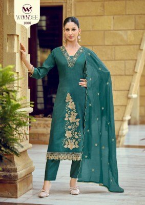 Woodee Aavani Premium Viscose Weaving Kurti Plazo with Nylon Viscose Dupatta Set Fancy Palazzo suit catalogue