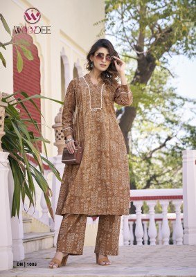 Woodee Aneri Premium Cotton Flex Printed Co-Ord Set with Top And Pant Side Pocket  Wholesale co ord set catalogs