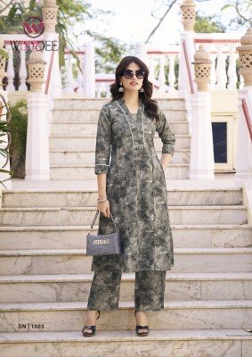 Woodee Aneri Premium Cotton Flex Printed Co-Ord Set with Top And Pant Side Pocket  Wholesale co ord set catalogs