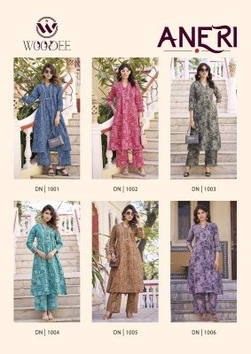 Woodee Aneri Premium Cotton Flex Printed Co-Ord Set with Top And Pant Side Pocket  Wholesale co ord set catalogs
