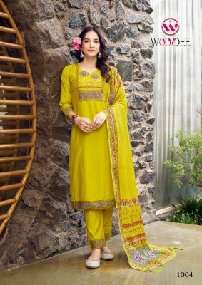 Woodee Banzara Straight Cut 3 Piece Set Viscose Vatican Muslin with Sequence And Digital Print Wholesale kurtis catalogs