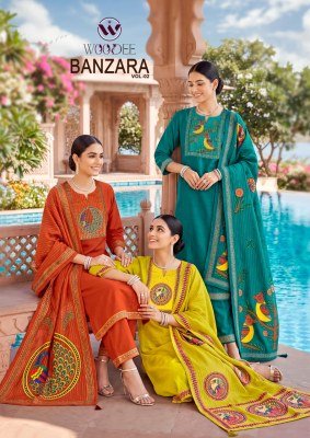 Woodee Banzara Vol-2 Straight Cut 3-Piece Viscose Suit with Dupatta 