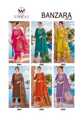 Woodee Banzara Vol-2 Straight Cut 3-Piece Viscose Suit with Dupatta Fancy Palazzo suit catalogue