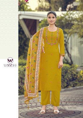 Woodee Bawree Rayon Kurti Palazzo Set with Muslin Digital Print Dupatta Fancy Palazzo suit catalogue