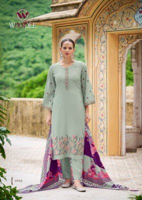 Woodee Bella Premium Rayon  Soft Muslin Digital Print Top with Thread Work  Stylish Sleeves  Palazzo Wholesale kurtis catalogs