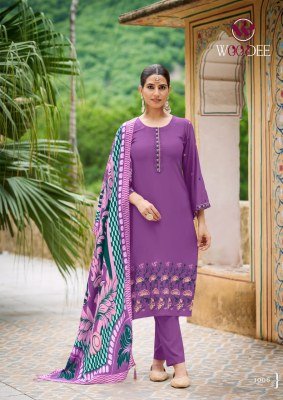 Woodee Bella Premium Rayon  Soft Muslin Digital Print Top with Thread Work  Stylish Sleeves  Palazzo Wholesale kurtis catalogs