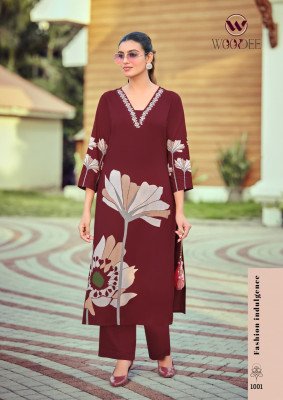 Woodee Harmeen Premium Heavy Rayon Co-Ord Set with Thread Work co ord set catalogs