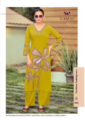 Woodee Harmeen Premium Heavy Rayon Co-Ord Set with Thread Work co ord set catalogs