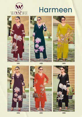 Woodee Harmeen Premium Heavy Rayon Co-Ord Set with Thread Work co ord set catalogs