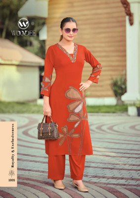Woodee Harmeen Premium Heavy Rayon Co-Ord Set with Thread Work co ord set catalogs