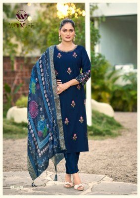 Woodee Himani Premium Viscose Gadhawal Suit with Maslin Jacquard Dupatta readymade suit catalogs