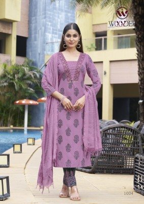 Woodee Kairaa Premium Rayon Viscose Top And Plazzo Set with Hand Thread Work Wholesale kurtis catalogs