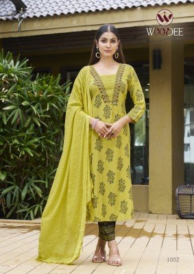 Woodee Kairaa Premium Rayon Viscose Top And Plazzo Set with Hand Thread Work Wholesale kurtis catalogs