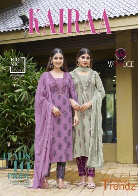 Woodee Kairaa Premium Rayon Viscose Top And Plazzo Set with Hand Thread Work Wholesale kurtis catalogs