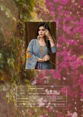 Woodee Miralee Premium Viscose Roman Silk Top And Pant with Maslin Digital Print  Sequence And Thread Work Dupatta Wholesale kurtis catalogs