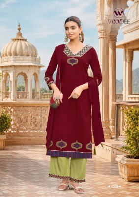 Woodee Noor Kurti Palazzo with  Dupatta Fancy Palazzo suit catalogue