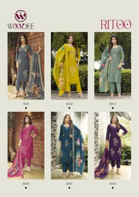 Woodee Ritoo Designer Top And Bottom Set Soft Muslin Viscose with Stylish Thread And Latkan Detailing Wholesale kurtis catalogs