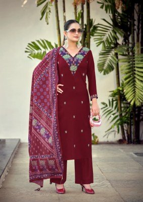 Woodee Rutvi Liva Rayon Straight Cut Kurti Plazzo with Muslin Digital Dupatta Set Fancy Palazzo suit catalogue