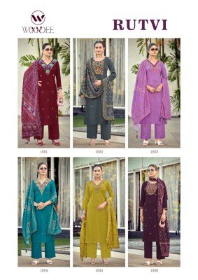 Woodee Rutvi Liva Rayon Straight Cut Kurti Plazzo with Muslin Digital Dupatta Set Fancy Palazzo suit catalogue
