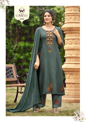 Woodee Saanvi Rayon Top Pant with Nazneen Dupatta Collection kurti pant with dupatta Catalogs