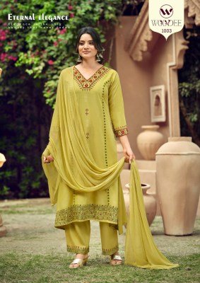 Woodee Saanvi Rayon Top Pant with Nazneen Dupatta Collection kurti pant with dupatta Catalogs