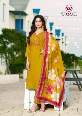 Woodee Sargam Rayon Kurti Palazzo Set with Muslin Dupatta (M–3XL) Fancy Palazzo suit catalogue