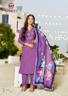 Woodee Sargam Rayon Kurti Palazzo Set with Muslin Dupatta (M–3XL) Fancy Palazzo suit catalogue